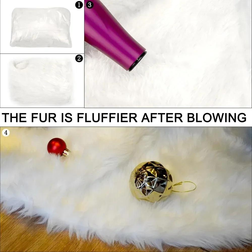 1.2m0.9m Christmas Tree Skirt White Ornaments Soft Faux Fur-like Plush Skirt for Holiday Merry Christmas Party Tree Decoration