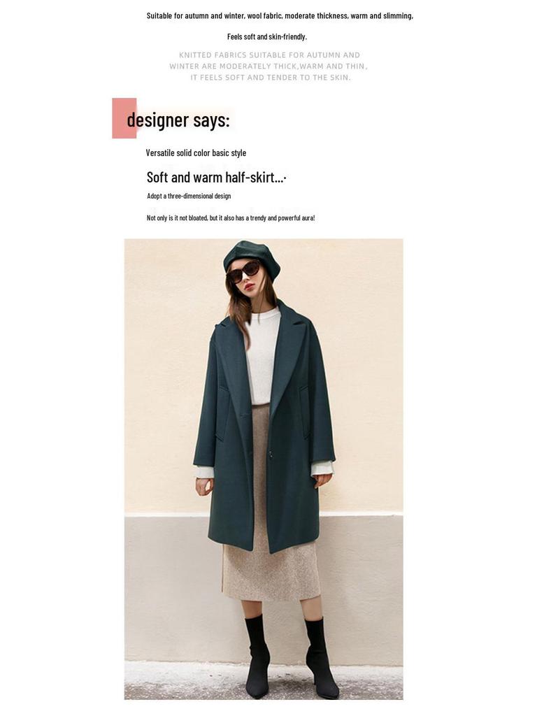 Women's High-Waisted Wool Midi Skirt - Retro A-Line for Autumn/Winter