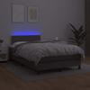 Box Spring Bed with Mattress & LED Light Grey 120 x 190 cm Artificial Leather
