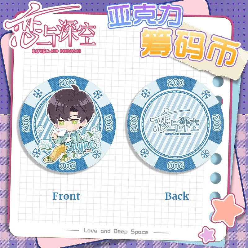 Love and Deepspace Sylus Rafayel Zayne Xavier Caleb 43MM Acrylic Chip Coin Anime Cosplay Double-Side Pattern Game Coin Fans Gift