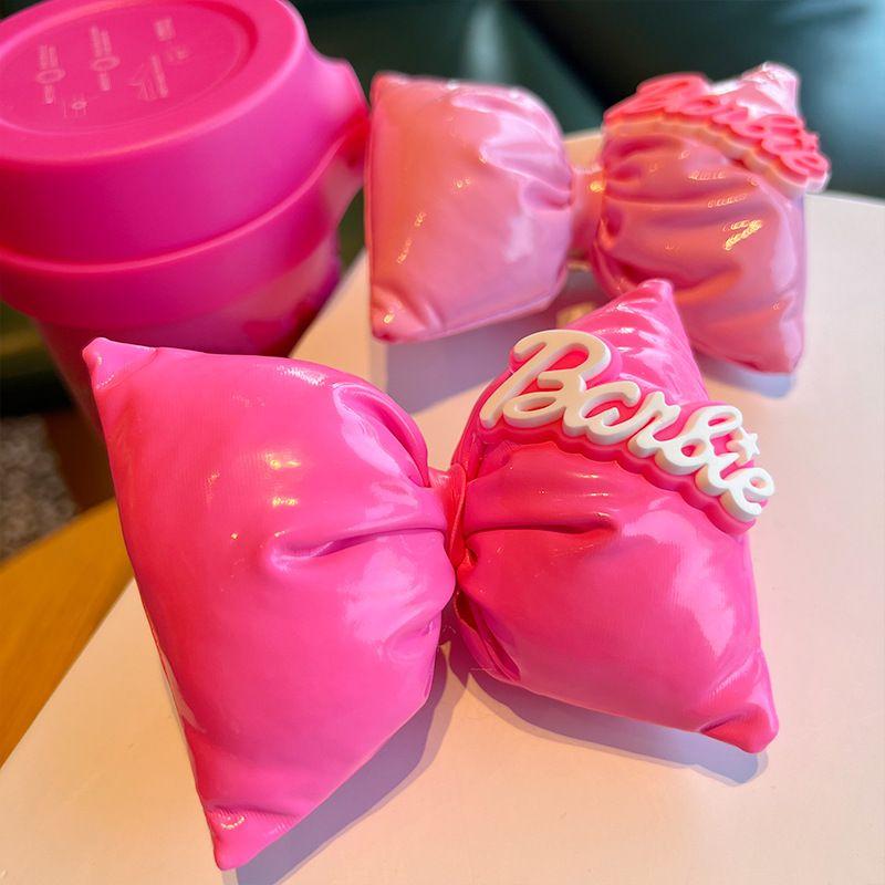 Miniso Kawaii Barbie Pink 3D Filled Bow hairpin Cute Bb Clip Hair decorate girl Fashion sweet Hair accessories Children's gifts