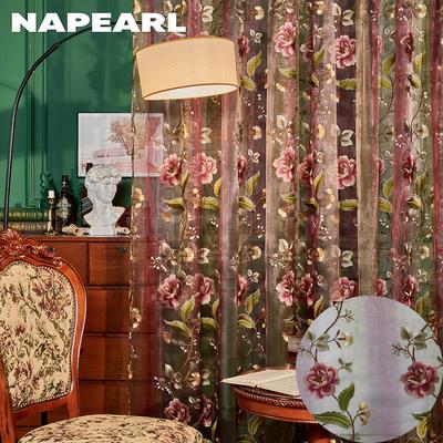 1PC 10-20% European Style Retro Light Luxury Embroidered Translucent Thin Sheer Curtain for Living Room Bedroom Home Decor