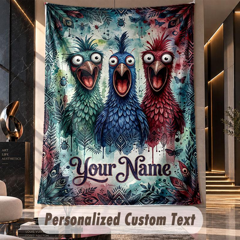 Owl Birds (45) Theme Custom Tapestry Personalized Custom Name Text Wall Hanging Tapestry Home Decor Background Cloth