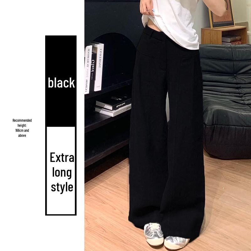 Women's High-Waisted Dark Blue Cotton Linen Wide-Leg Pants