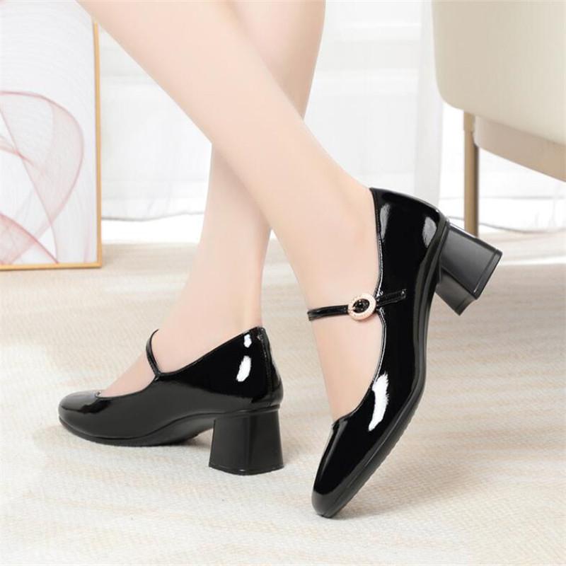 Fashion Simple Square Head Women High Heels Women New Autumn Shallow Mouth Thick Heel Single Shoes Ladies Office Shoes Not Tired Feet