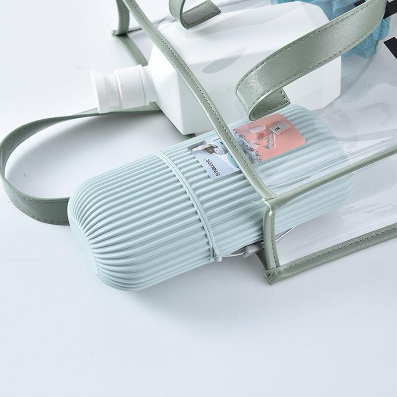 Tragbares Reise-Mundspülbecher-Set - Niedrige multifunktionale Aufbewahrung mit Zahnbürstenetui (Mit Deckel) für Geschäftsreisen