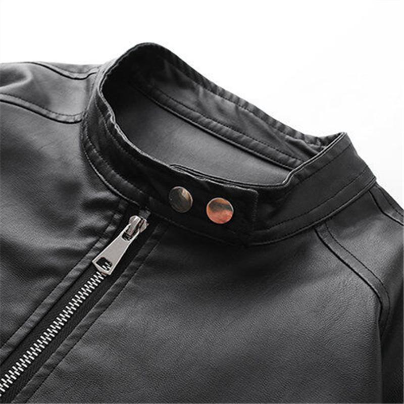 Spring High Quality Men's PU Leather Jacket Motorcycles Zipper Casual Stand Collar Leather Outwear Male Moto Biker Loose Coat