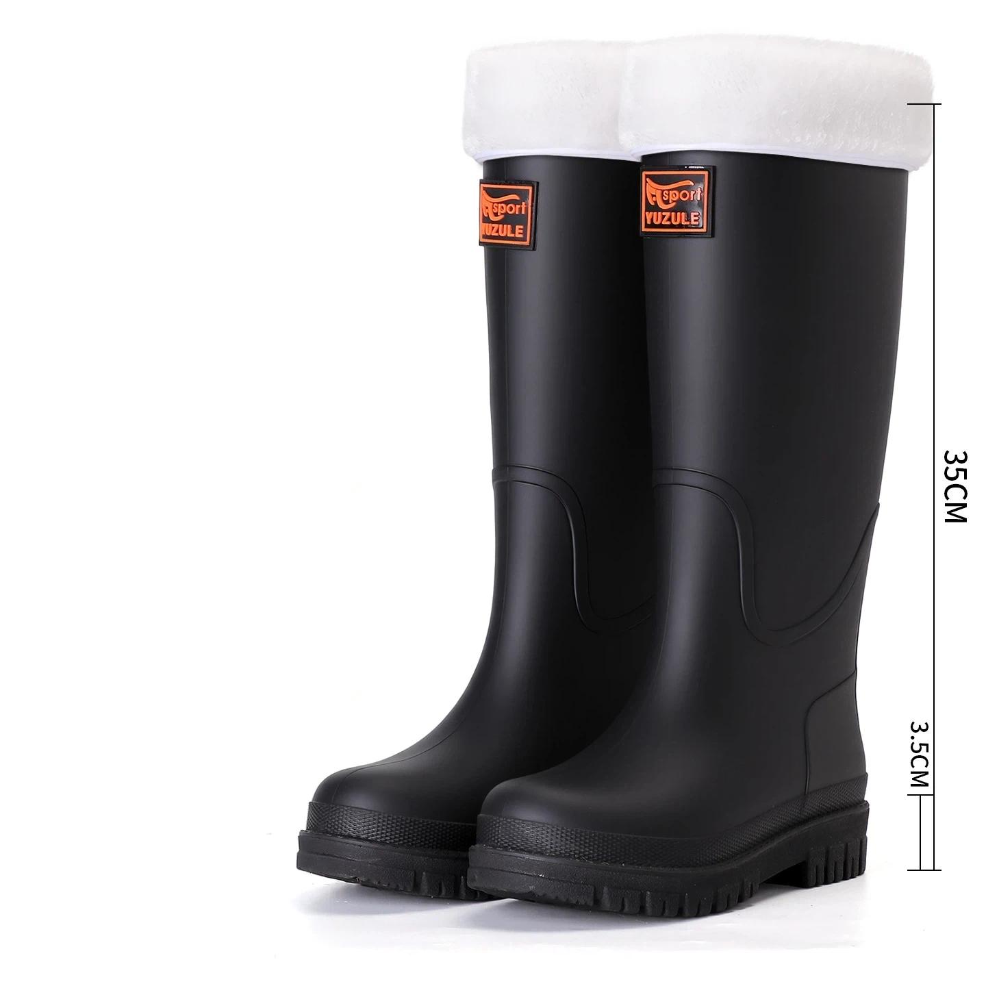 Damen Outdoor Wasserdicht Rutschfest Und Baumwolle Warm Hoher Schaft Regenstiefel 41 schwarz