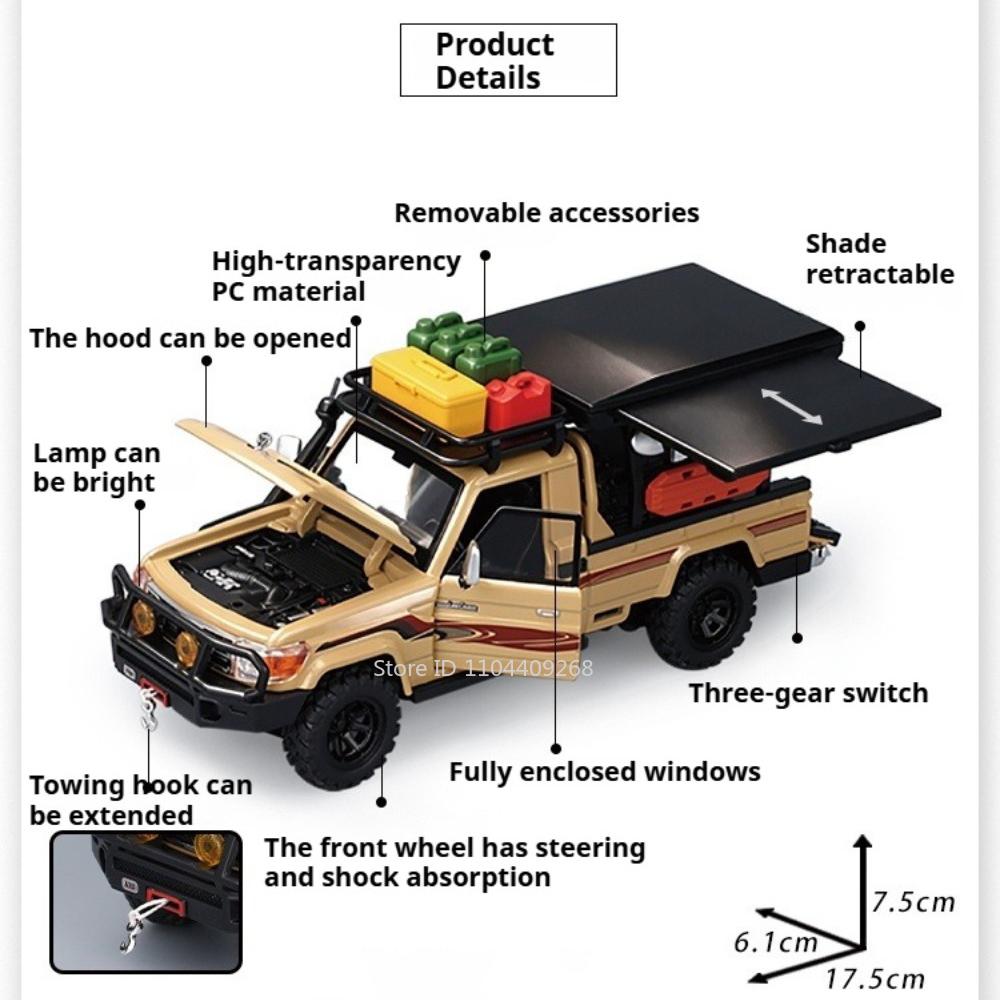 1:32 Land Cruiser Lc79 Classic Car Model Toy Detachable Components Headlights Up Off-Road Vehicle Desk Decoration Collection