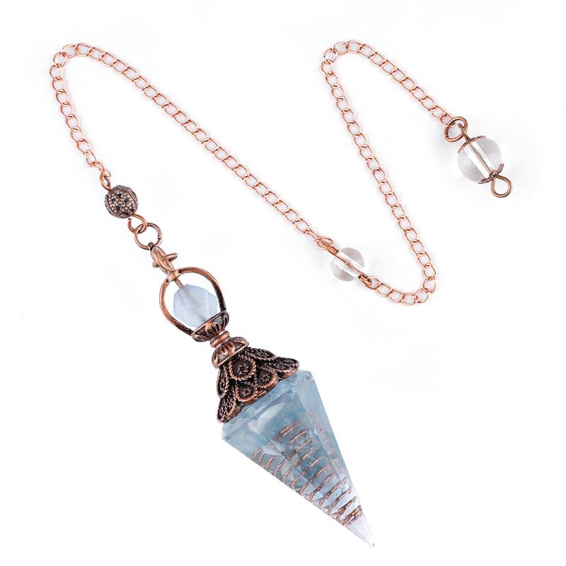 1pc Natural Stone Pendulum Necklaces Hexagonal Cone Crushed Stone Amethysts Rose Quartz Pendant Jewelry Accessories