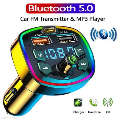 18W PD + 3.1A dubbele USB TypeC-oplader Auto Bluetooth 5.0 FM-zender mp3-speler met LED-achtergrondverlichting