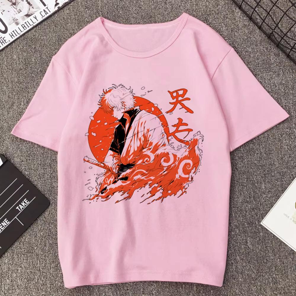Gintama Samurai Gintoki Washed Cotton T‑shirt Unisex Teen Gothic Vintage Korean Fashion Short Sleeve Streetwear Casual Tops