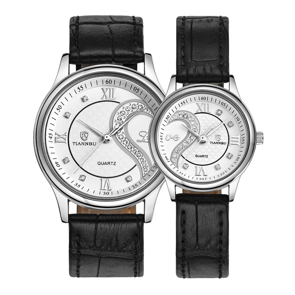 

Romantic Couple Watches for Men and Women, Popular Leather Strap Heart-Shaped Design Pair Watches, Golden D-102
