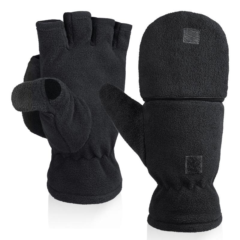 Warm Gloves for Men and Women Fleece Fleece Gloves Half Finger Writing Takeaway Cycling Couple Photography Winter Gloves