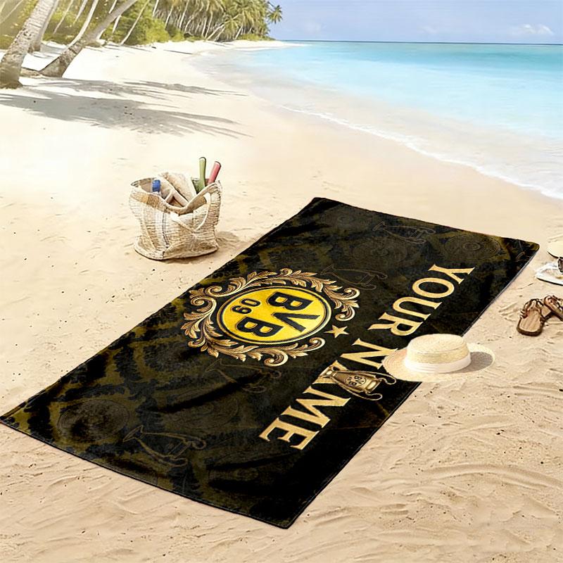 Custom Name,Borussia Dortmund Print Beach Towel, Large Soft Quick Dry Towel for Beach Camping Swimming