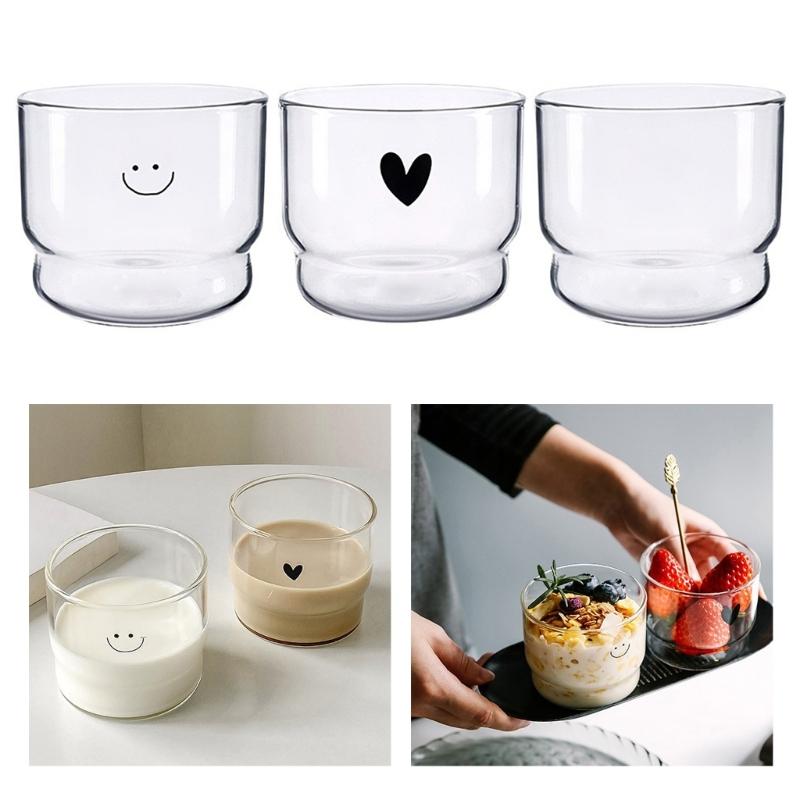High Borosilicate Glass Mugs Perfect For Office Or Home Use With Lovely Smiling Designs And Microwave Compatibility