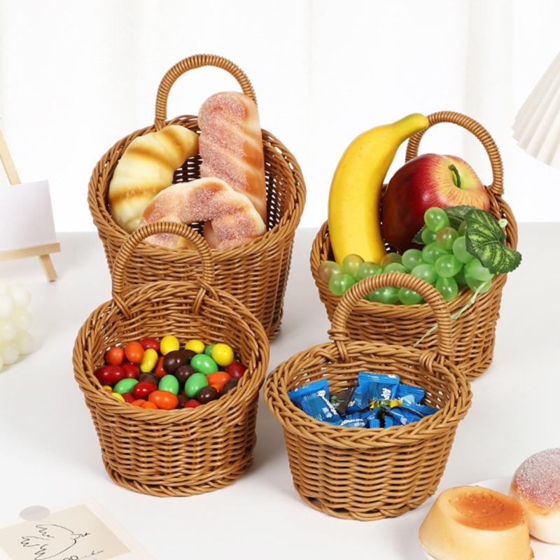 Vintage Wall Mounted Storage Basket Decorative Hanging Organizers For Homes With Sturdy PP Plastic Construction