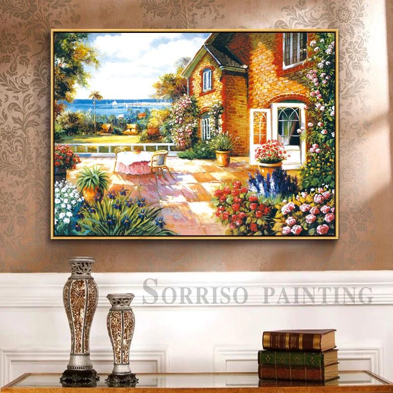 

Пейзаж картина на холсте, пасторальный сад, европа, коридор, настенное принтованное искусство, фотографии для ужина, для гостиной