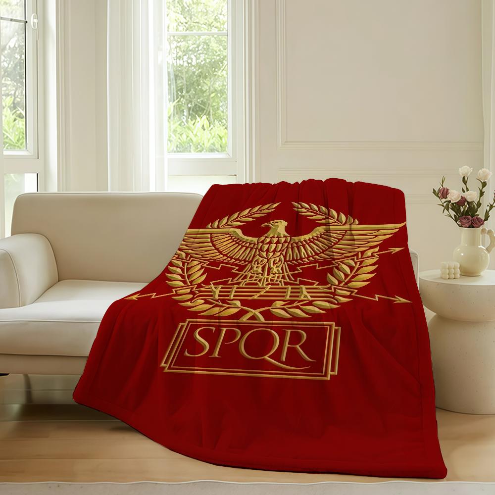 Gold Imperial Eagle Rome SPQR Blanket Warm Soft Suitable For Bedroom Sofa Bed Living Room Office Travel Camping Gifts