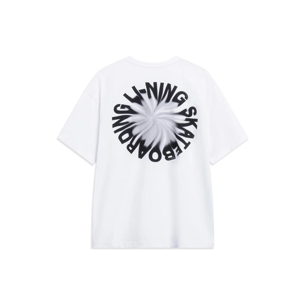 Lining Skateboard Series Bedruckter Buchstaben Locker geschnittenes Kurzarm-T-Shirt Unisex Oberteile Weiß AHST087-4