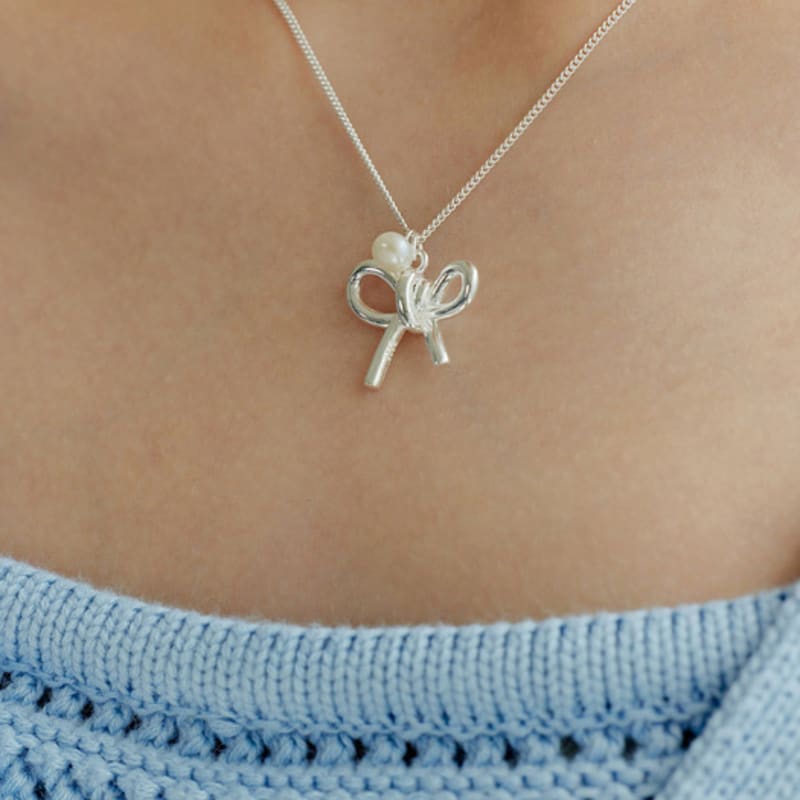 

murmur [925silver]Ribbon tie necklace gold