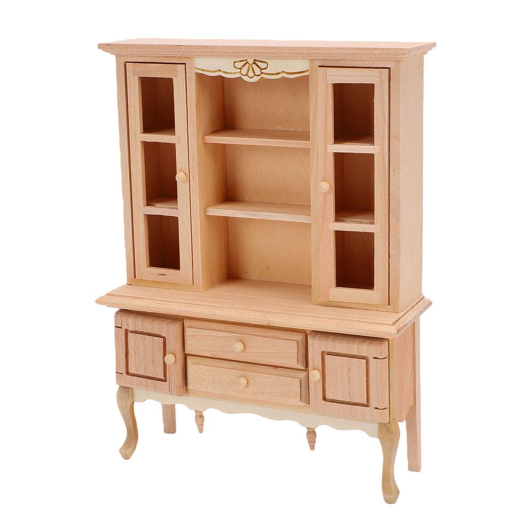 1:12 Scale Dollhouse Miniature Cabinet Wooden Unpainted Miniature Cupboard with Drawers