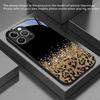Leopard print glitter tempered glass phone case suitable for iPhone 17 16 15 14 13 12 11 Pro Max Plus anti drop and shockproof