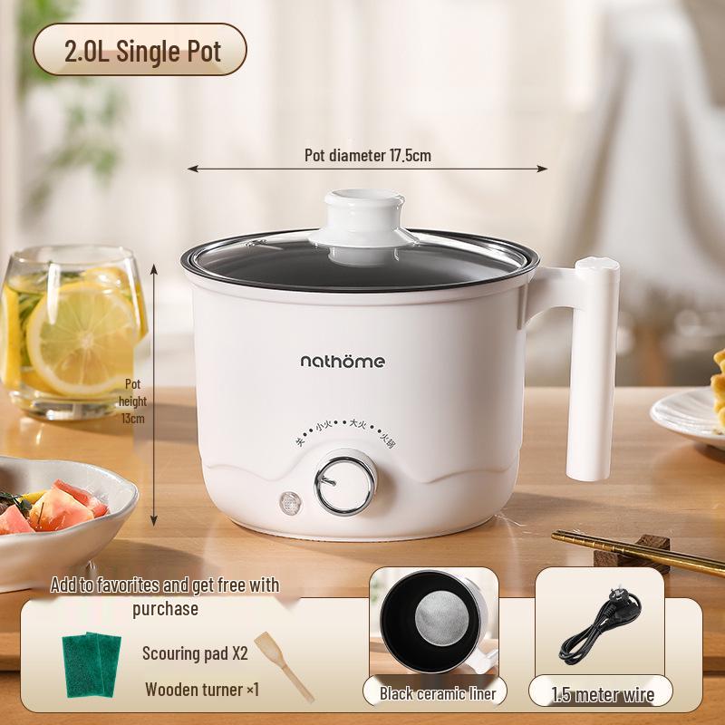 Multifunctional Mini Electric Cooker: All-in-One Pot for Steaming, Frying, Braising, and Cooking - Perfect for Dormitory Use.
