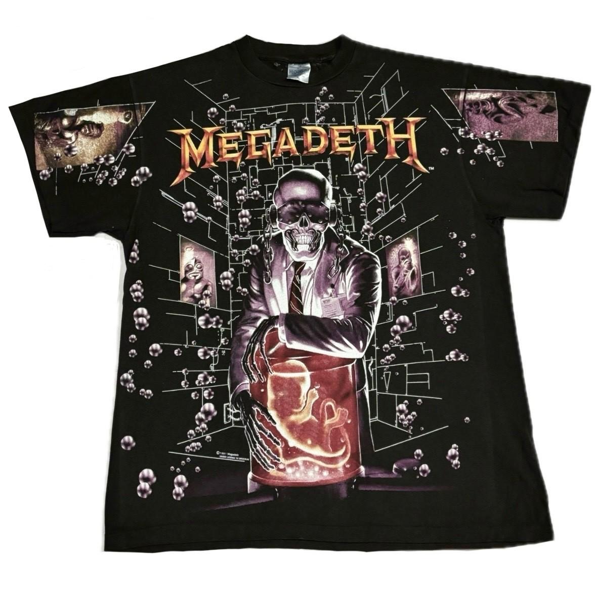 ВИНТАЖ 1991 Megadeth AOP Countdown To Extinction Металл 90-х Группа Футболка Мужская Женская Футболки Топ ПЕРЕПЕЧАТКА L