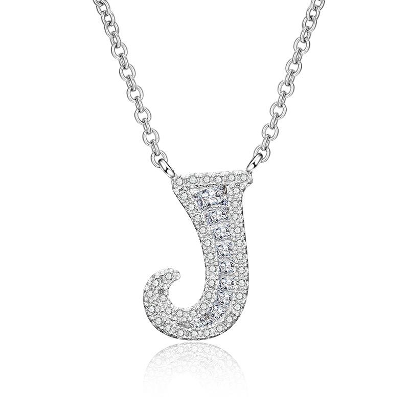 WWJ Collier élégant avec pendentif en zircone cubique brillant avec 26 lettres initiales