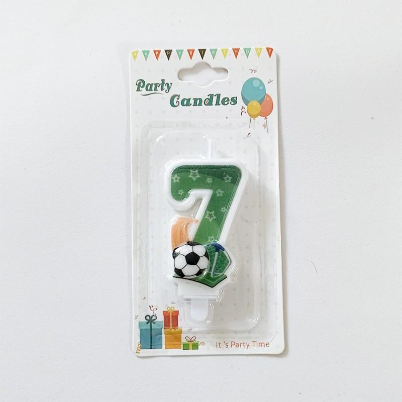 Green Soccer Football Number Candles 0-9 Diy Birthday Cake Toppers Celebration Party Cake Decorations For Kids Soccer Fans