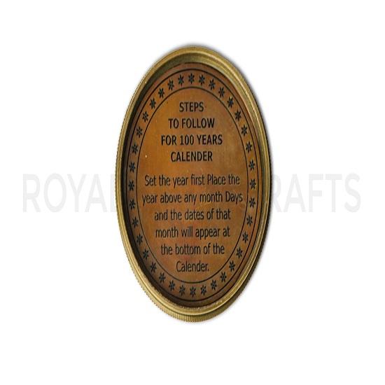 Brass Compass With 100 Years Calendar Vintage Look, Valentines Day Gift Antique Vintage Nautical Compass Christmas Gift