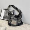 111 new wind plush woolen large capacity shoulder underarm bag hair bag plaid model