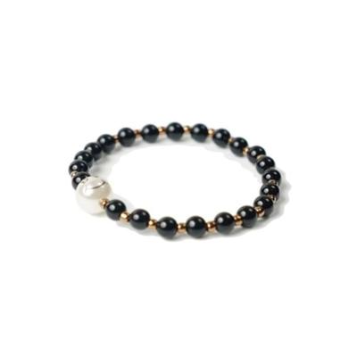 BONBEAU Mono Perlenarmband Schwarzes Perlenarmband