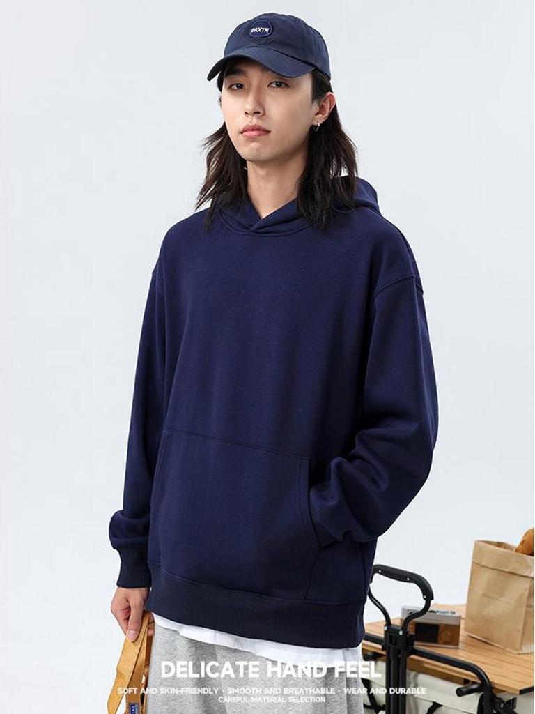 Moletom com Capuz Fleece Ombro Caído 500g com Bolsos – Moletom Grosso de Caimento Solto para Casais