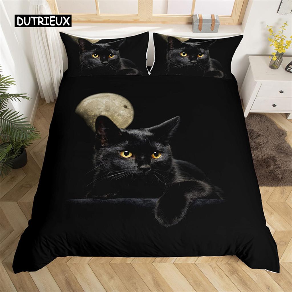 Cat Duvet Cover Set Cat Lover Gifts Bedding Set Microfiber Cute Kitten Pattern Animal Theme Double Queen King Size Quilt Cover