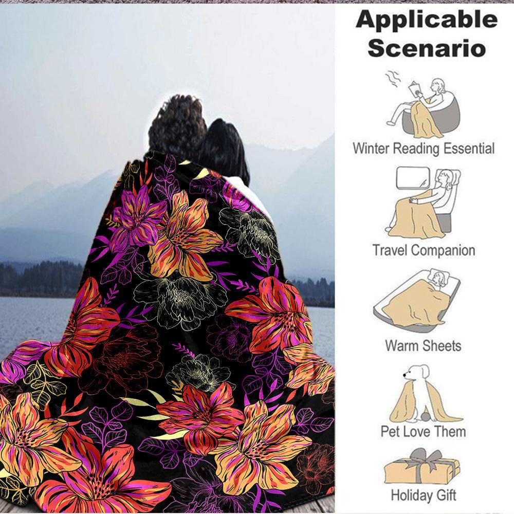 1pc Floral Pattern Blanket Warm, Cozy, And Soft, Suitable for Sofas, Beds, Cars, And Office Use.Perfect for Camping And Travel, Making It a Great Gift