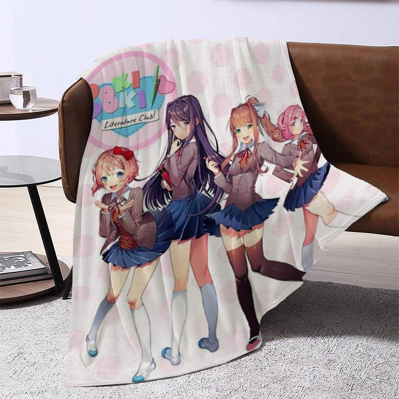 D-Doki Doki L-Literature Club Anime Throw Summer Blanket Fluffy Microfiber Bedding Portable Bed Blankets for Decorative Sofa