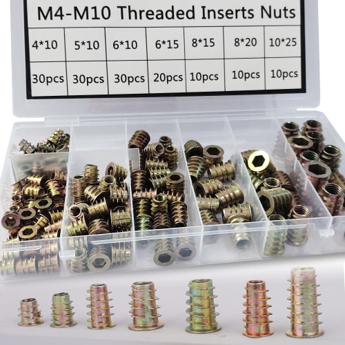 Set of 140 BESTU Hex Nuts, Threaded Hex Socket Head Bolts, Type D, for Woodworking, Jointing, and Repair, M4*10mm, M5*10mm, M6*10mm, M6*15mm, M8*15mm,
