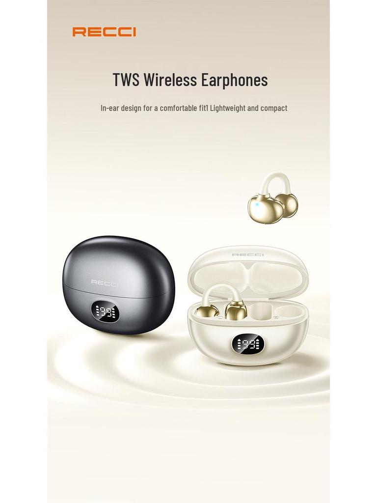 Recci REP-W101 True Wireless Bluetooth Earphones with Ear-Clip & Digital Display