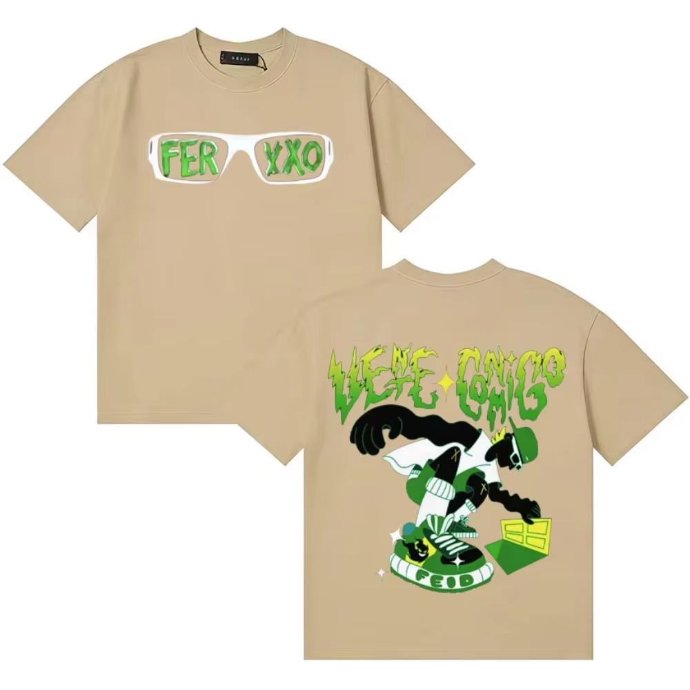 Unisex Gothic Y2K Oversized Crew Neck Cotton T-Shirt for Teens, Singer Feid Ferxxo Harajuku Graphic Print Street Top T-Shirt