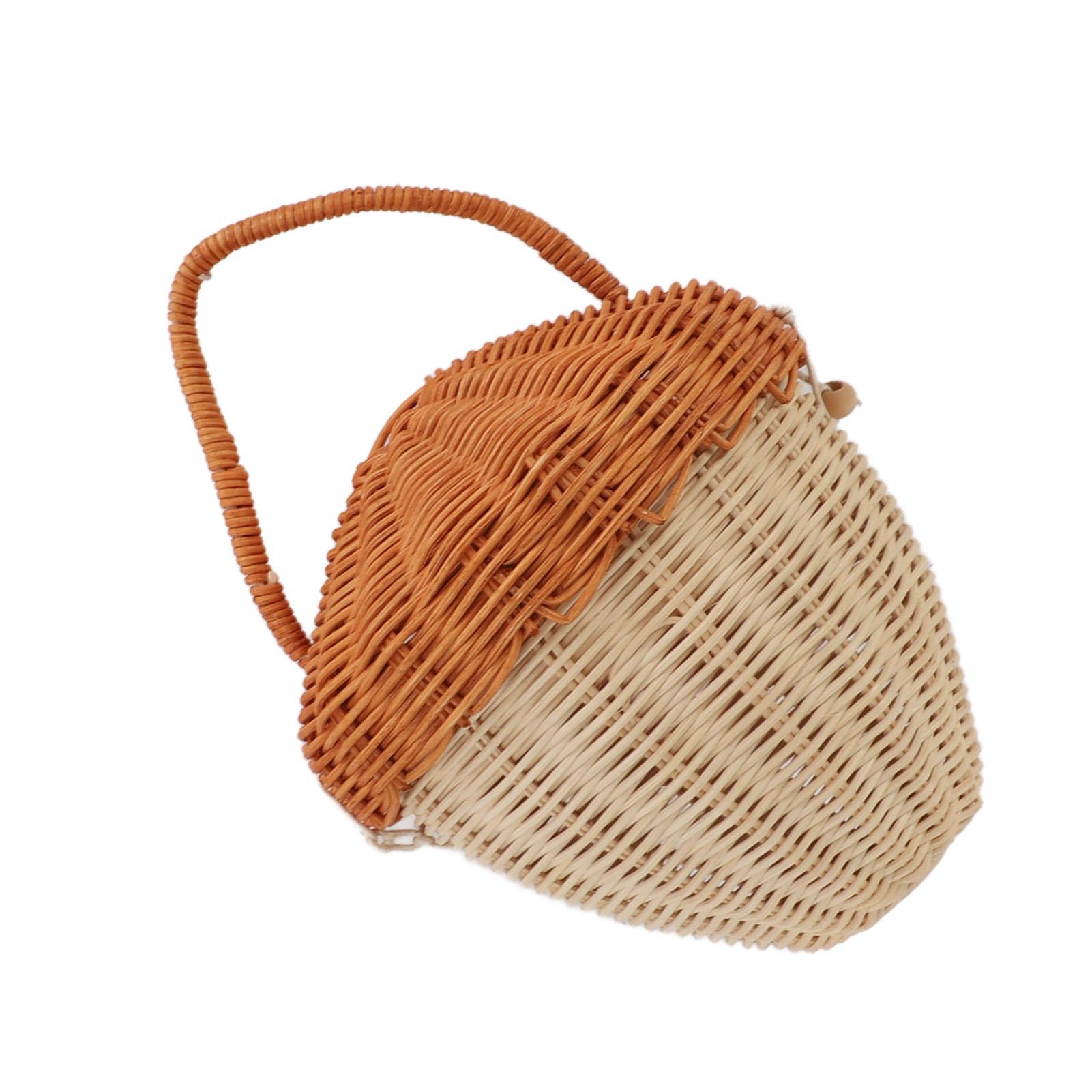 

Rattan Storage Basket Mushroom Shape Decorative Woven Fruit Basket Wall Hanging Storage Basket with Lid Photo Prop Room