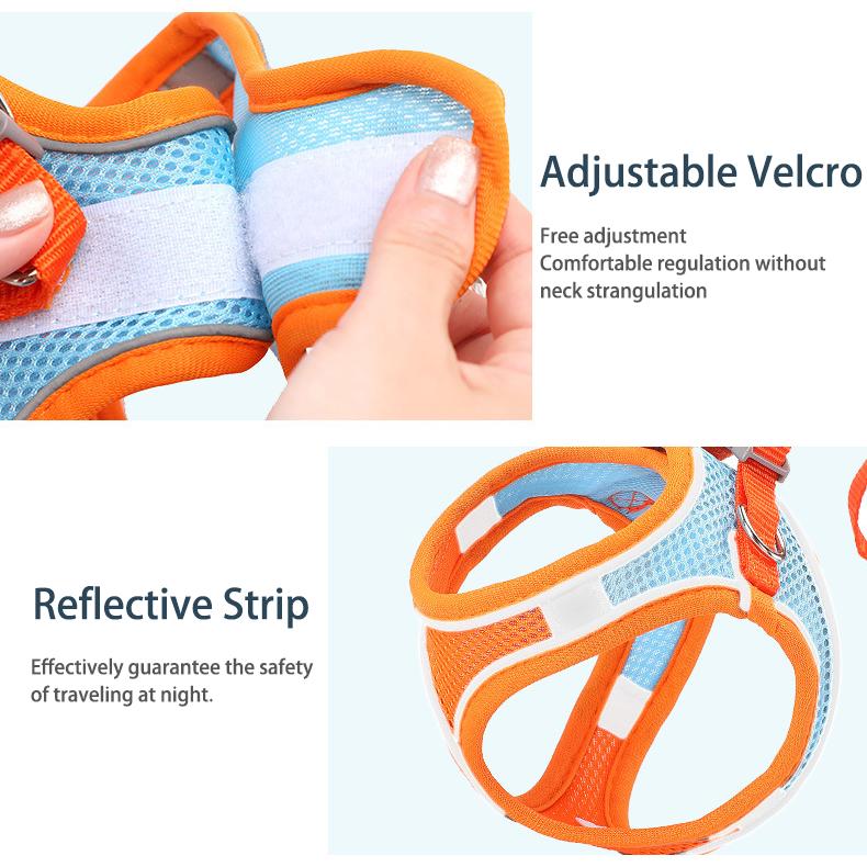 Pet Dog Harness with Leash Outdoor Reflective Breathable Harness Traction Rope for Dog Cat Durable Adjustable Walking Harness for Small Medium Pets