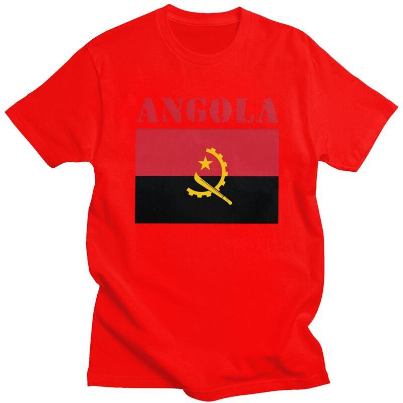 Custom Cool Angola Flag T Shirt Men Short Sleeves Pure Cotton Tshirt Tees Fashion Tshirt