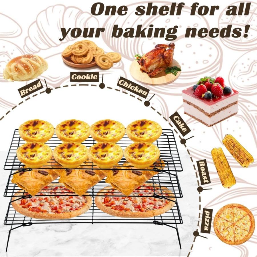 1 Stück stapelbares Kühlregal-Set | Gusseisen, Antihaftbeschichtet, Spülmaschinenfest, Ideal zum Kochen, Backen, Grillen, Ofen- und Spülmaschinengebrauch, -sicher, Schwarz