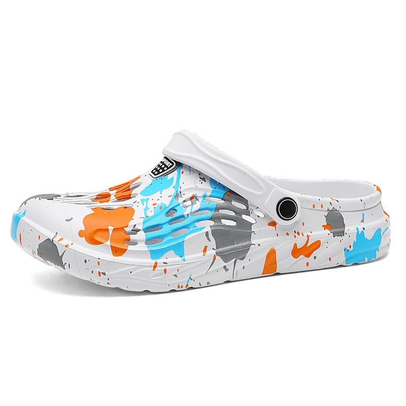 Fashion Big Size 49 Summer Men Slippers Fashion Thick Bottom Hole Shoes EVA Slippers Anti Slip Baotou Slippers Outdoor Beach Female Gard