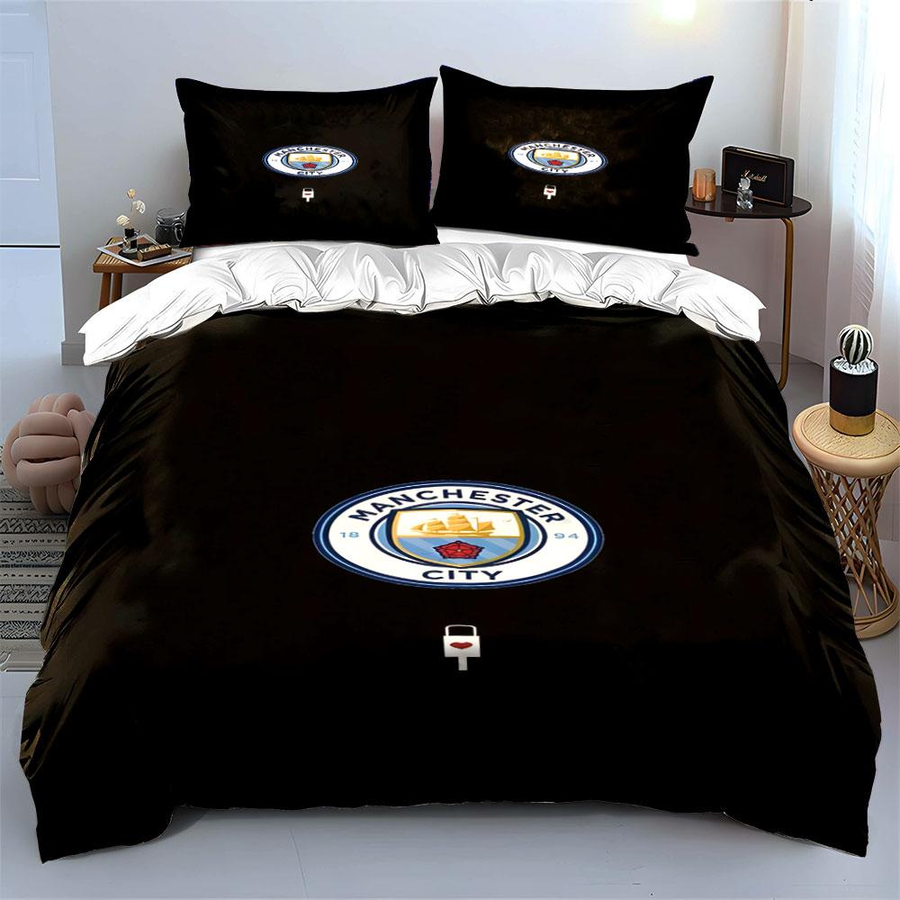 Diseño del logo del Manchester City. Juegos de cama Juegos de fundas nórdicas Fundas nórdicas Fundas de almohada(1* Funda de edredón 2* Fundas de almohada sin relleno de edredón)