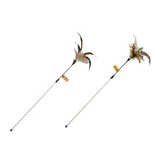 Katzenstab Federdesign mit Glöckchen Ergonomischer Griff Glatte Kante Bissfest Lindern