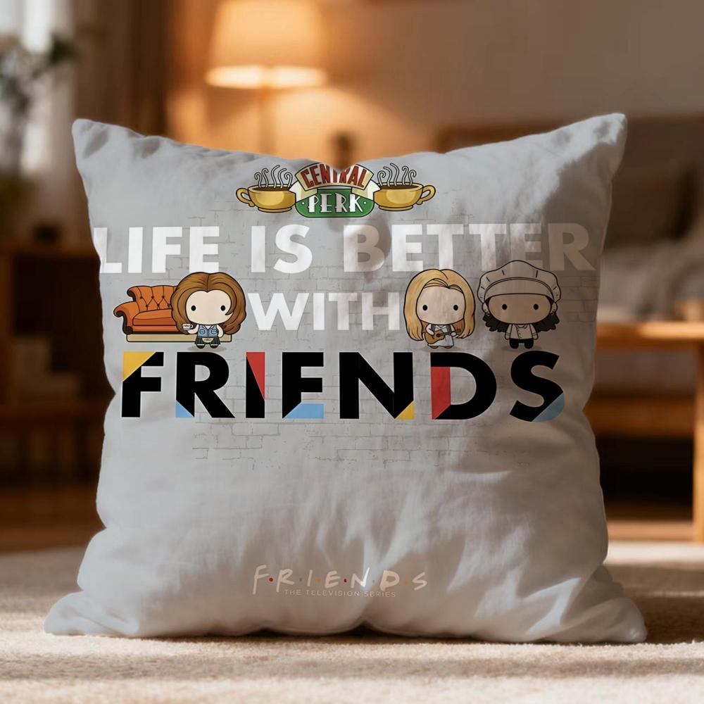 Fashion FFriendses Cushion Cover Soft Washable Pillow Case Multi-Scene for Couch Bed Travel Office Use