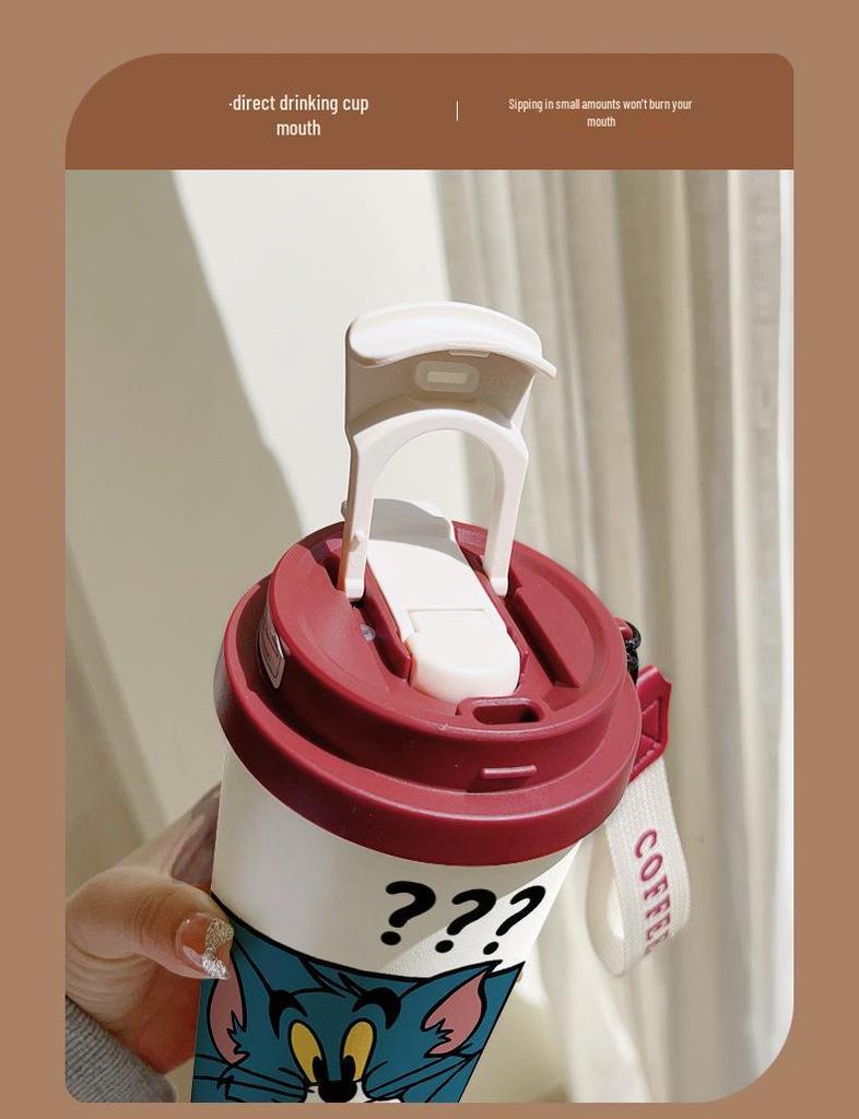 Tom and Jerry Stainless Steel Insulated Straw Cup - Cute Cartoon Coffee and Water Bottle